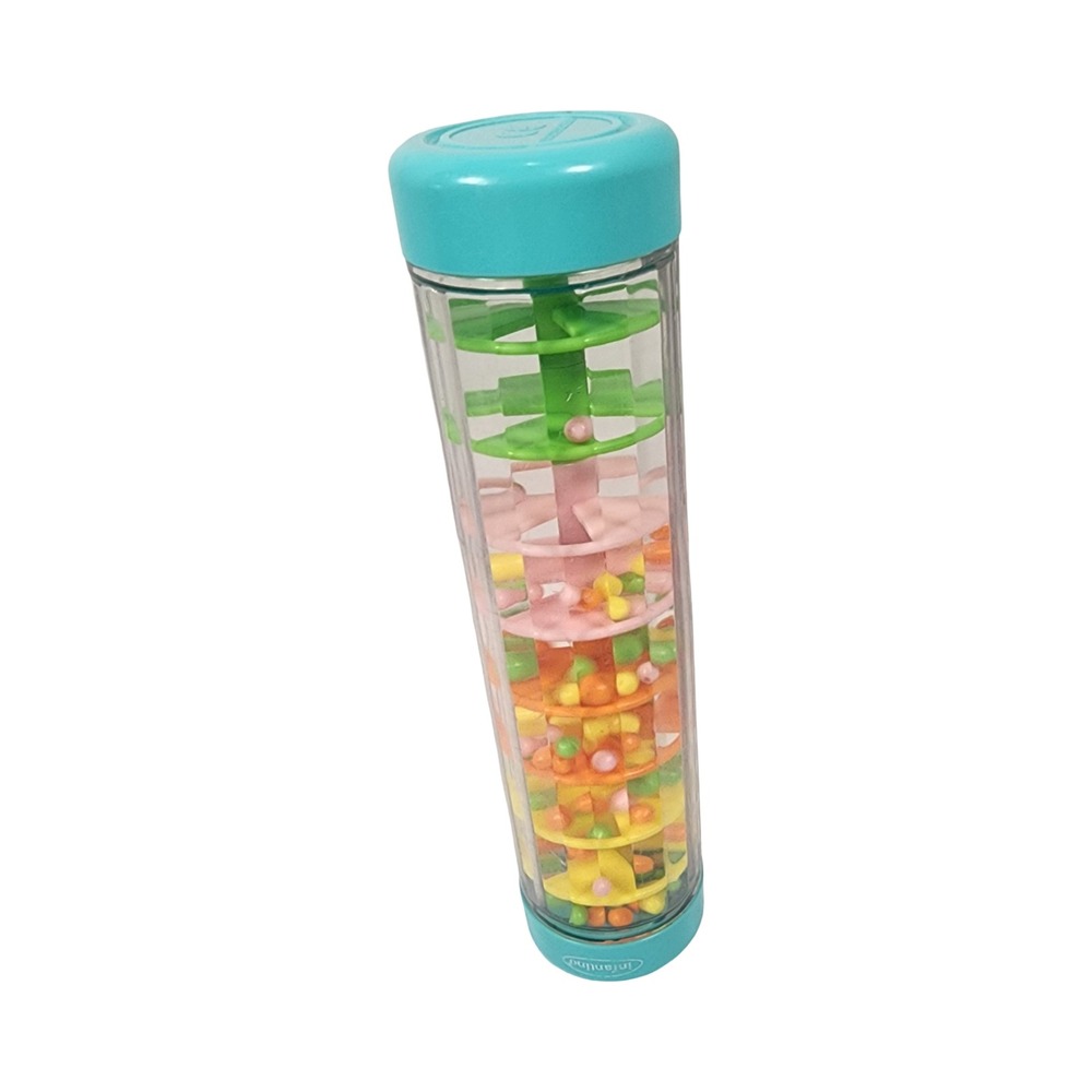 Infantino Rainmaker Rattle Sensory Shaker Toy Rainbow Beads Teal 8 Inch‎